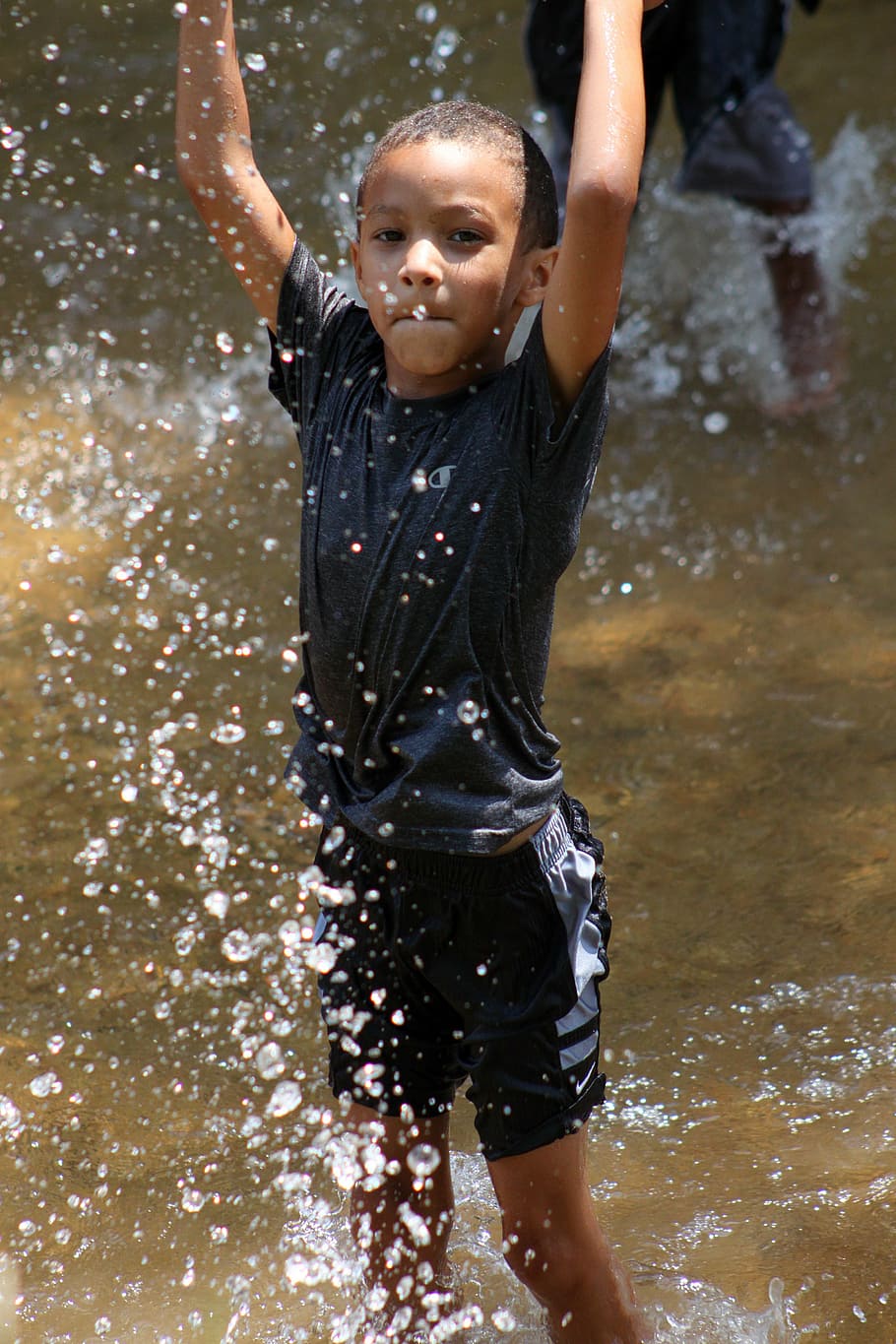 boy, happy, young, playing, water, summer, fun, splashing, wet HD wallpaper