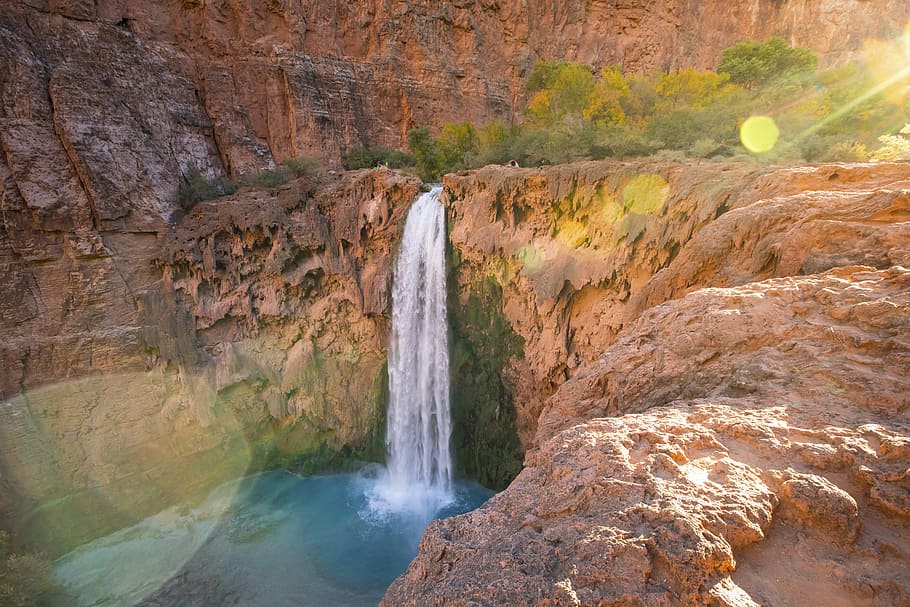 time lapse photography of water falls, high angle photography of waterfalls HD wallpaper