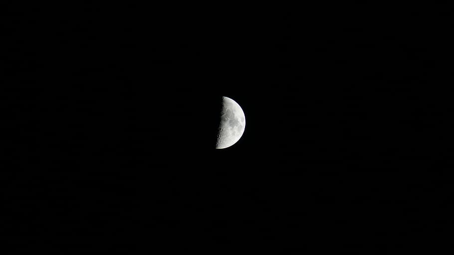 moon, night, dark, black, space, copy space, astronomy, sky HD wallpaper