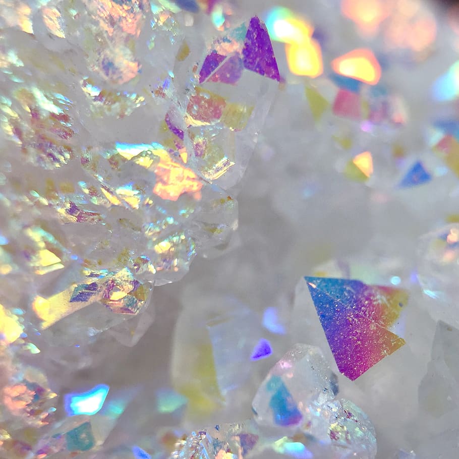 clear crystal lot, angel aura, opal aura, quartz, cluster, druzy, HD wallpaper