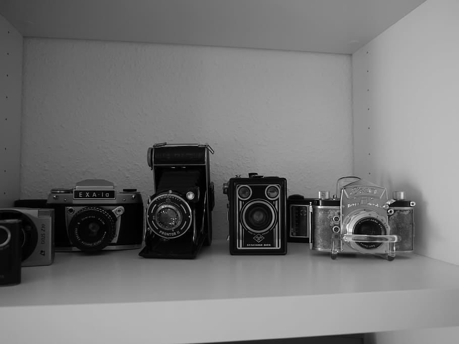 aperture, black and white, brand trademark, camera, camera equipment, HD wallpaper