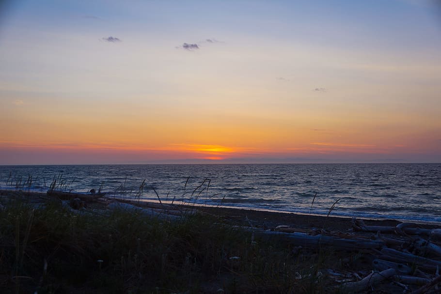 beach, sunset, ocean, sunset beach, water, nature, sand, seascape HD wallpaper