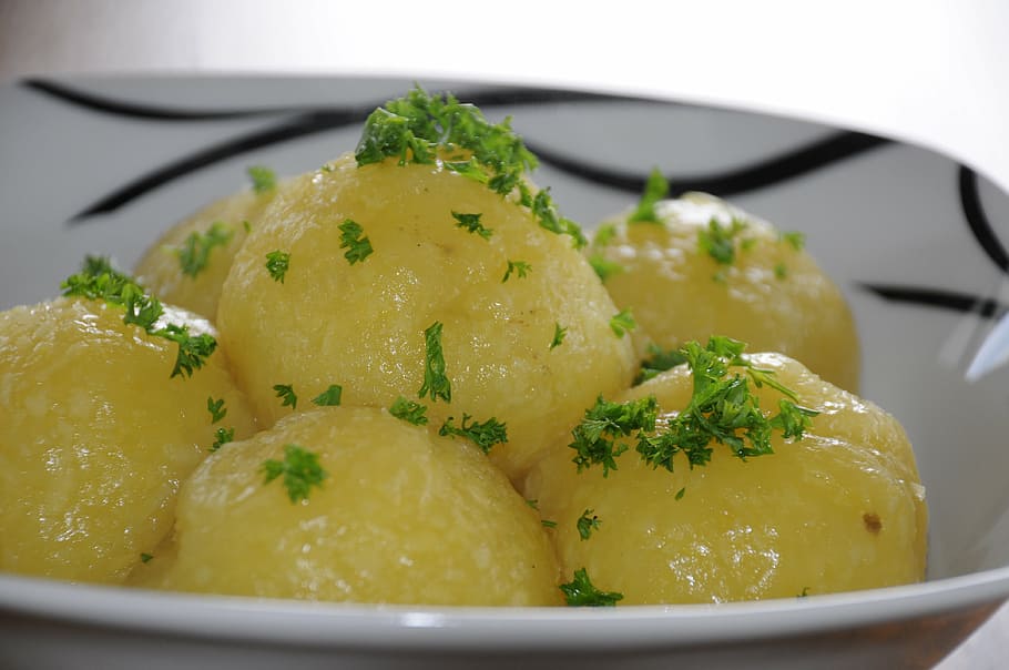 food on bowl, dumplings, thuringian dumplings, eat, kitchen HD wallpaper