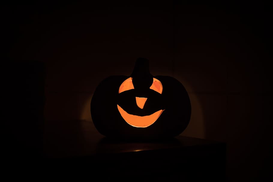 Pumpkin, Halloween, Dark, bright, glowing pumpkin, carved pumpkin, HD wallpaper
