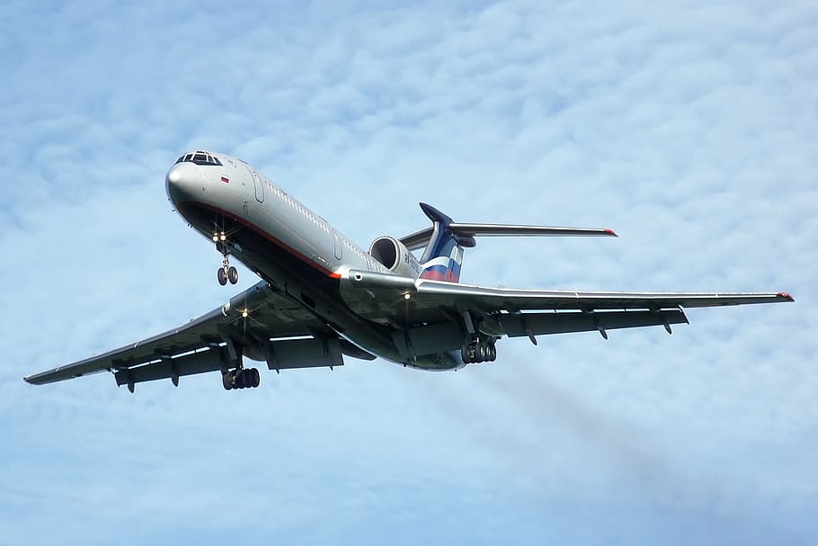 flying airplane, Tupolev, Jet, Tu 154, Flight, aviation, aircraft
