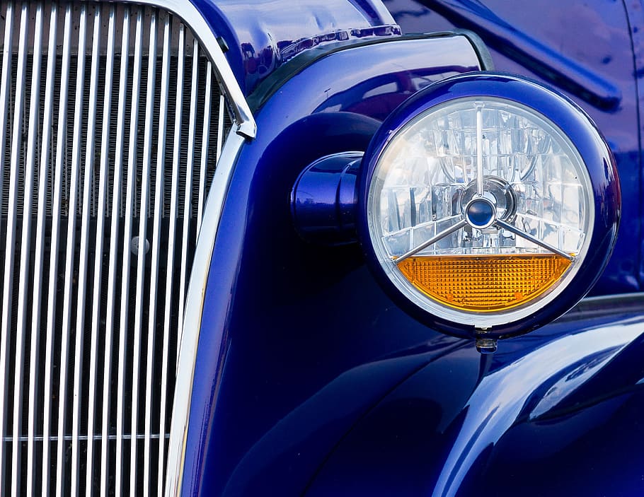 car, transportation system, headlight, chrome, classic, public show HD wallpaper