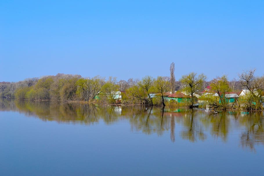 water, nature, reflection, river, no one, lake, sky, clear sky HD wallpaper