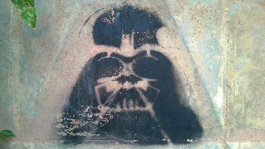 darth vader, star wars, head, wall - building feature, creativity HD wallpaper