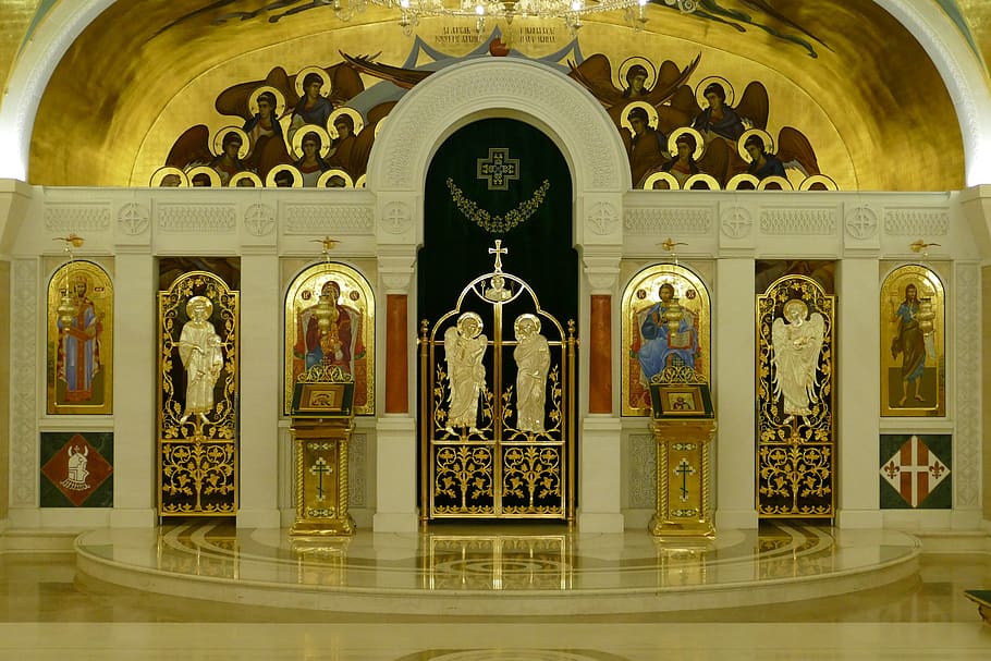 church, orthodox, golden, image, icon, christianity, dome, belgrade