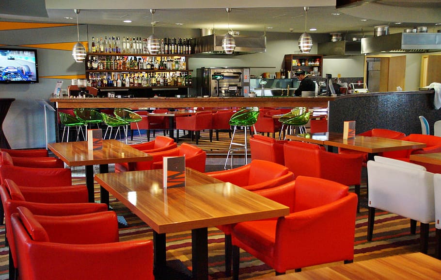 bar, chair, tables, sit, have fun, seat, food and drink, restaurant HD wallpaper