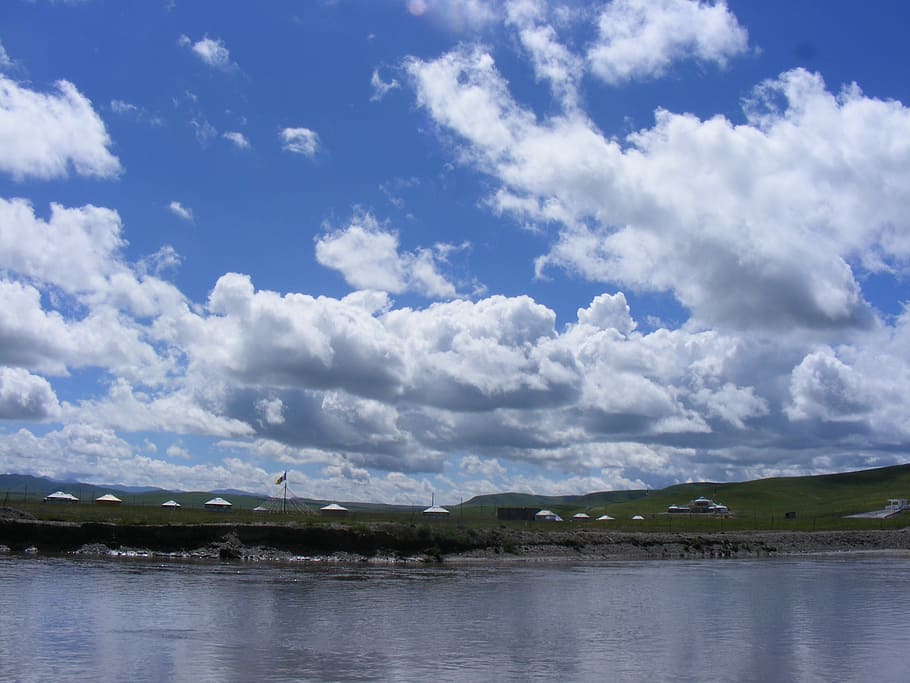 lake, sky, clouds, tibet, water, nature, landscape, cloud - sky HD wallpaper