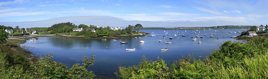 Bay, Cork, Baltimore, Ireland, Boats, sea, blue, coastline HD wallpaper