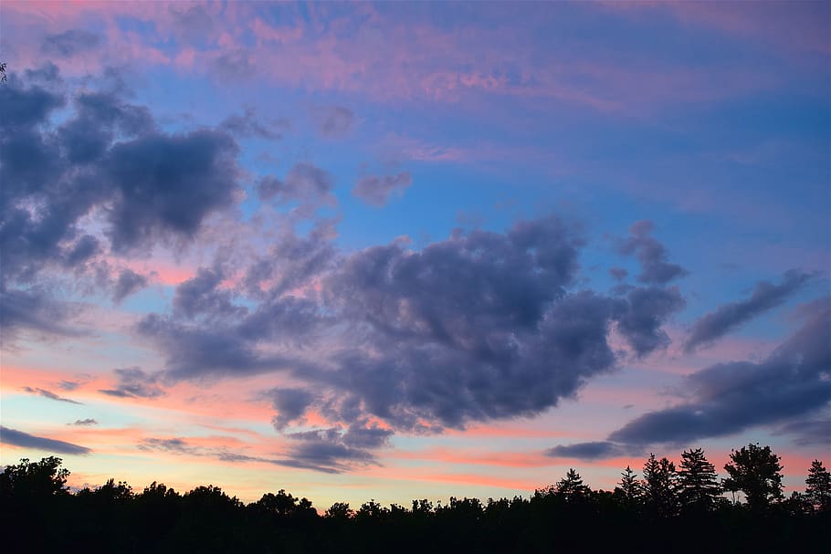 sunset, sky, clouds, nature, evening, dusk, landscape, park HD wallpaper