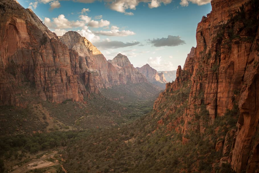 brown mountains with forest, Canyon during daytime, valley, cliff HD wallpaper