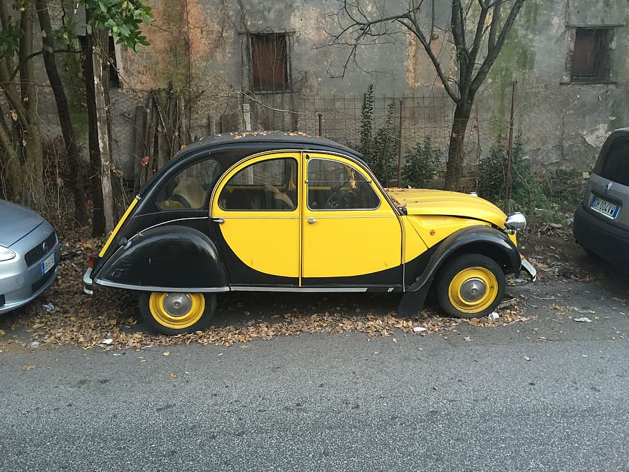 machine, yellow, nero, road, parking, mode of transportation HD wallpaper