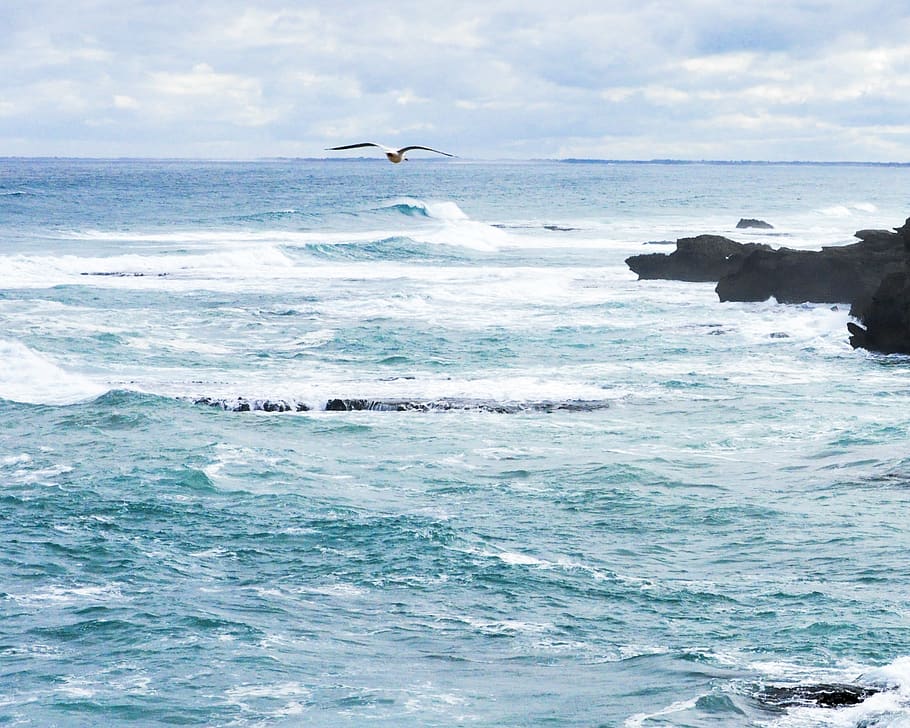 water, sea, wave, ocean, surf, sky, nature, beach, tide, rock HD wallpaper