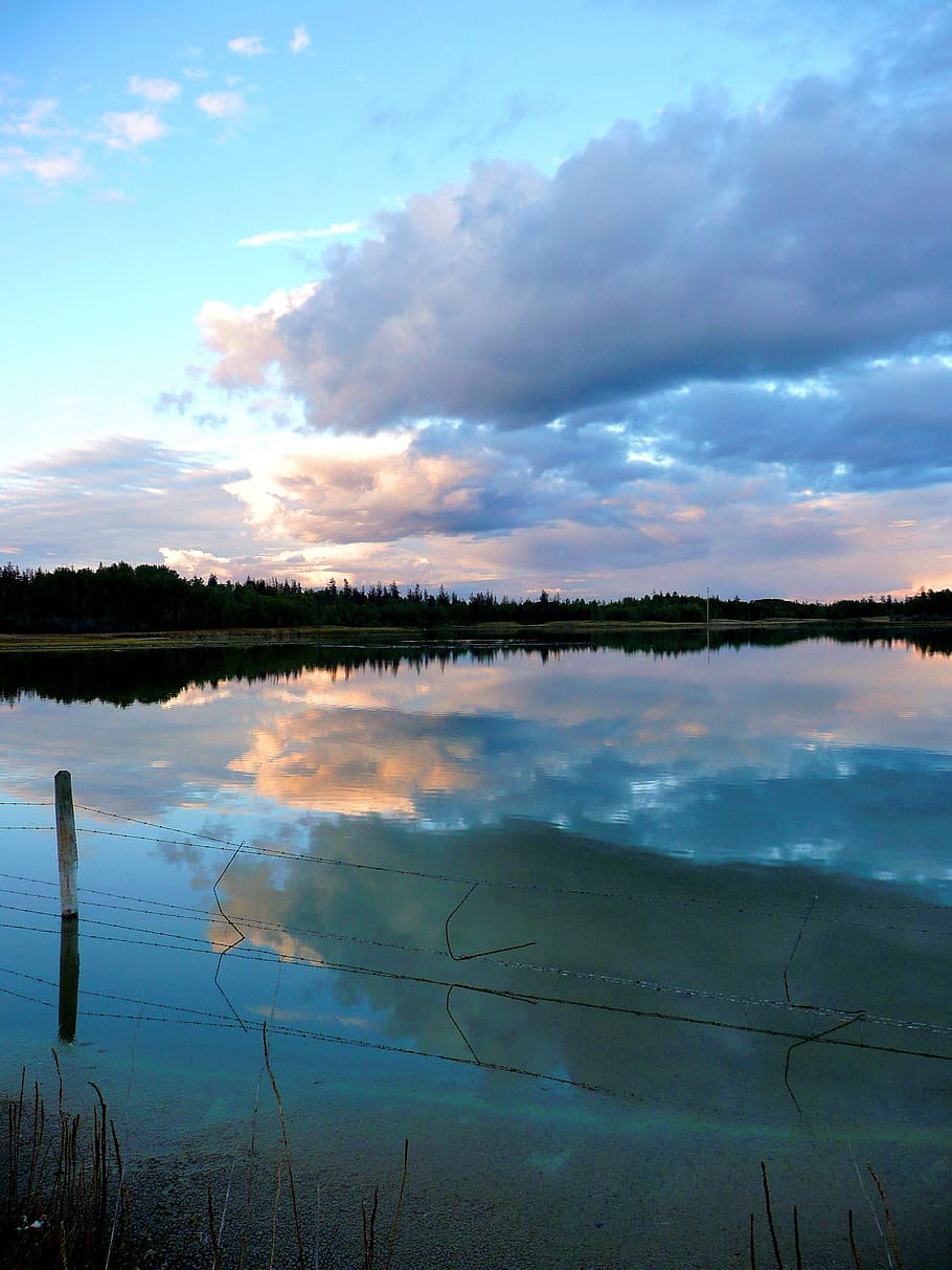 Pond, Water, Weather, Evening, Clouds, scenery, landscape, nature HD wallpaper