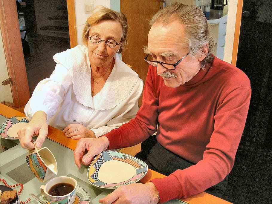 woman putting milk on man's coffee, drink, coffee cup, benefit from HD wallpaper