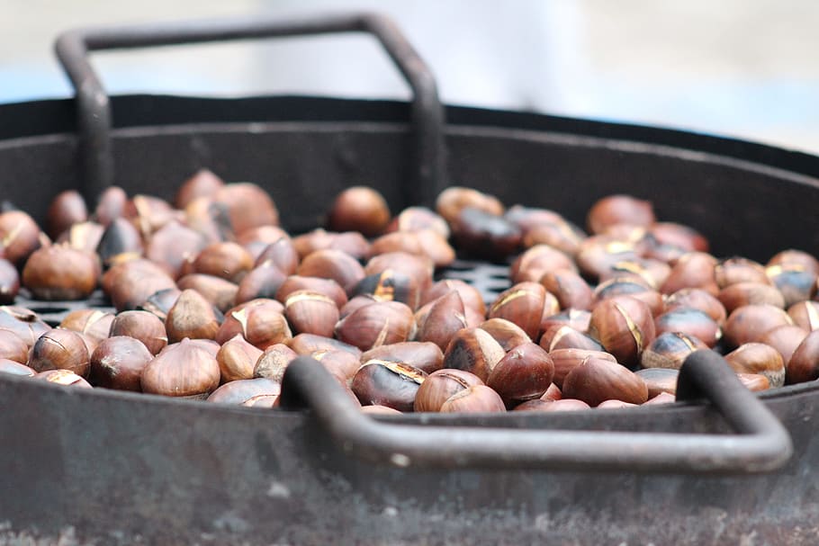 pile of cooked seeds, roasted chestnuts, feast, tradition, food and drink HD wallpaper