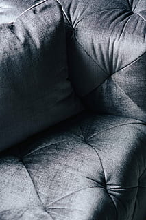Close-ups of pillows and a grey sofa, bed, couch, material, settee HD wallpaper