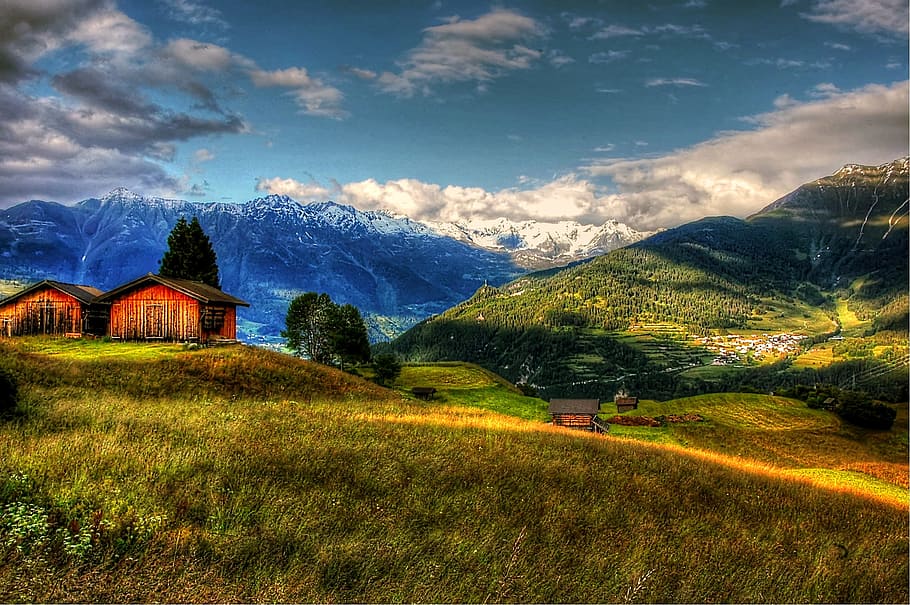 Nature landscape mountain clouds sunset cottage summer austria 1080P, 2K,  4K, 5K HD wallpapers free download | Wallpaper Flare