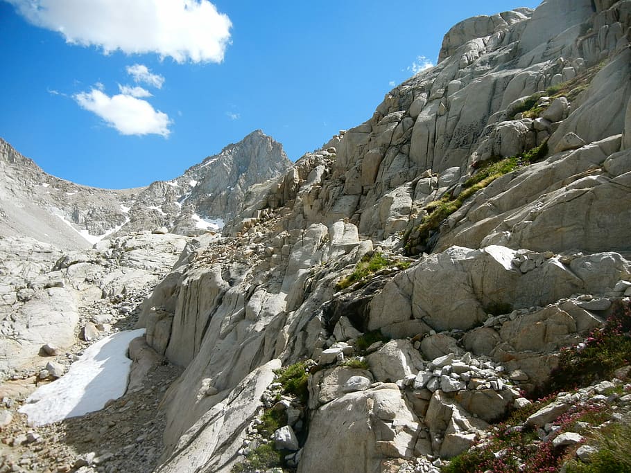 rock formation with clouds, mountain, peak, wilderness, snowy HD wallpaper
