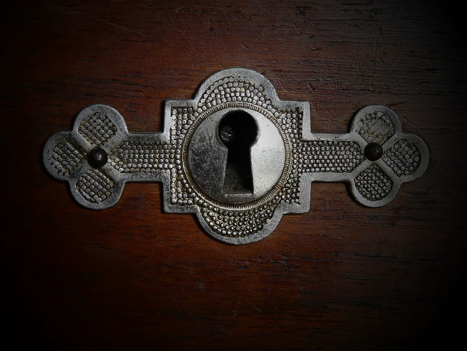 focus photo of gray metal drawer keyhole, castle, security HD wallpaper
