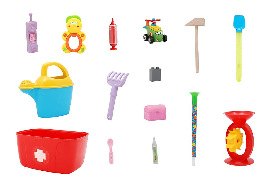 assorted-color toy lot, toys, plastic, close-up, child, playing HD wallpaper