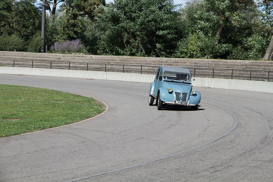 citroën, car, auto, classic, retro, automatic, race, blue HD wallpaper