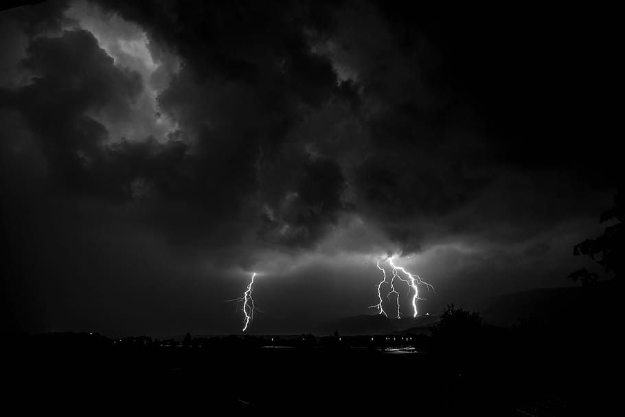 lightning illustration, lightning storm, sky, forked lightning