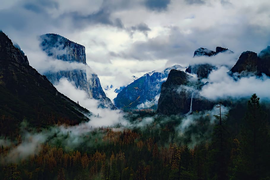 landscape photography of mountain range, yosemite, national park, HD wallpaper