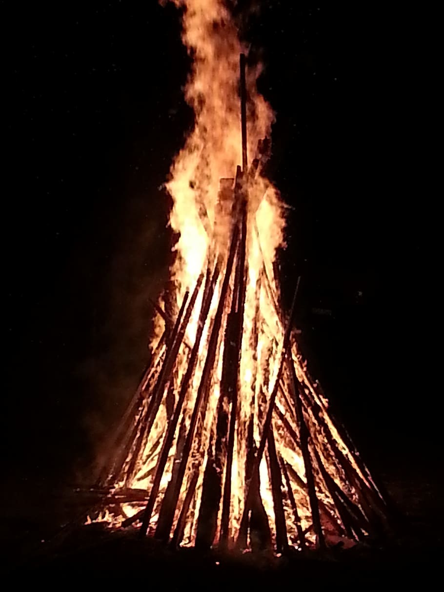 fire, flame, night, burn, yellow, burning, heat - temperature HD wallpaper