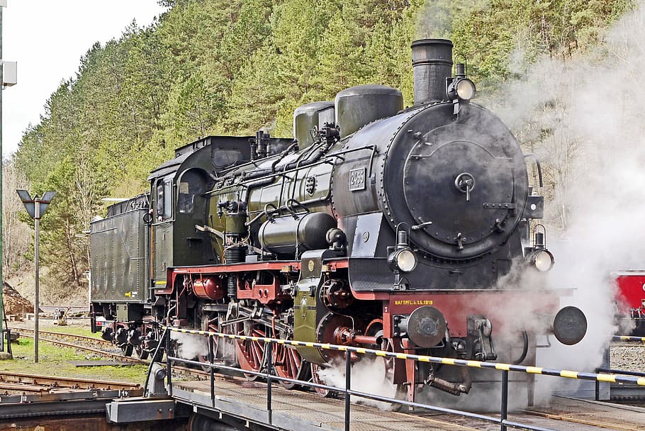 Steam Locomotive, P8, Prussian, br38, in operation, hub, gerolstein, HD wallpaper