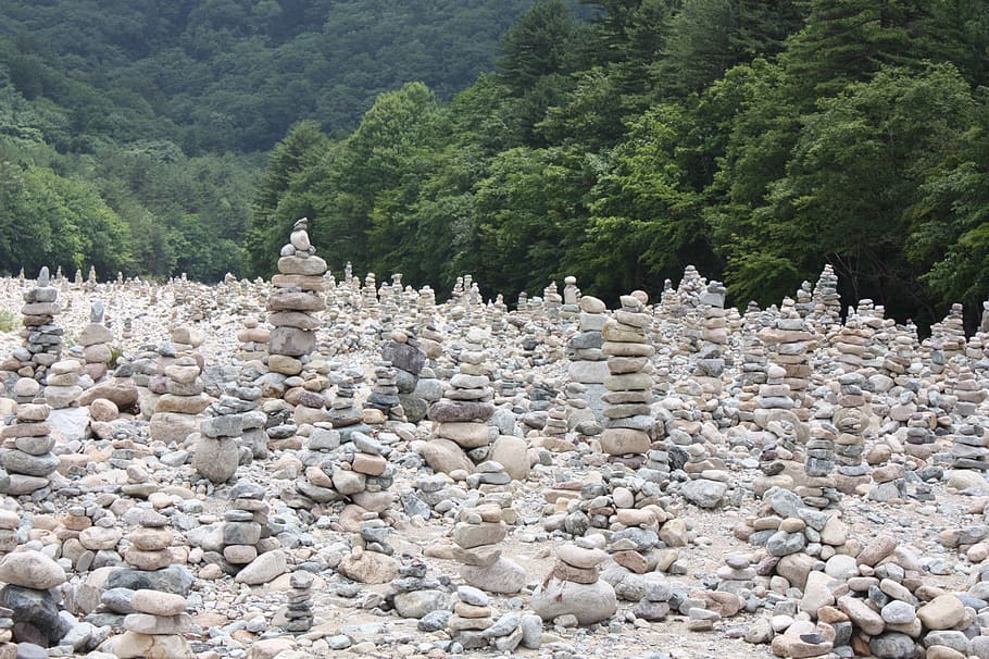 baekdamsa, stone tower, wish, prayer, by the river, tree, plant HD wallpaper