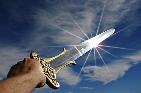 person holding silver and gold sword, victory, triumph, weapon HD wallpaper