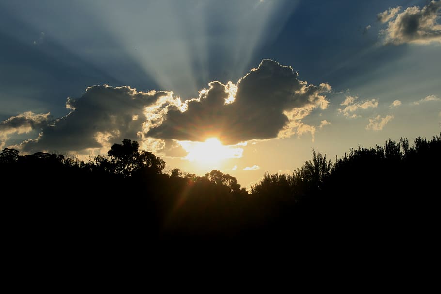 sunset, bright, shiny, stunning, light, rays of sunshine, sky HD wallpaper