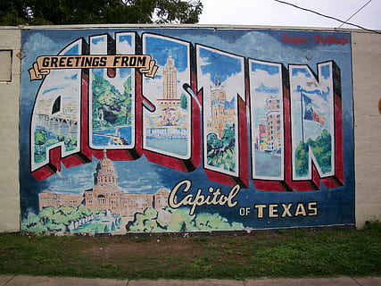 Greetings From Capitol Of Texas graffiti, austin, mural, painting HD wallpaper