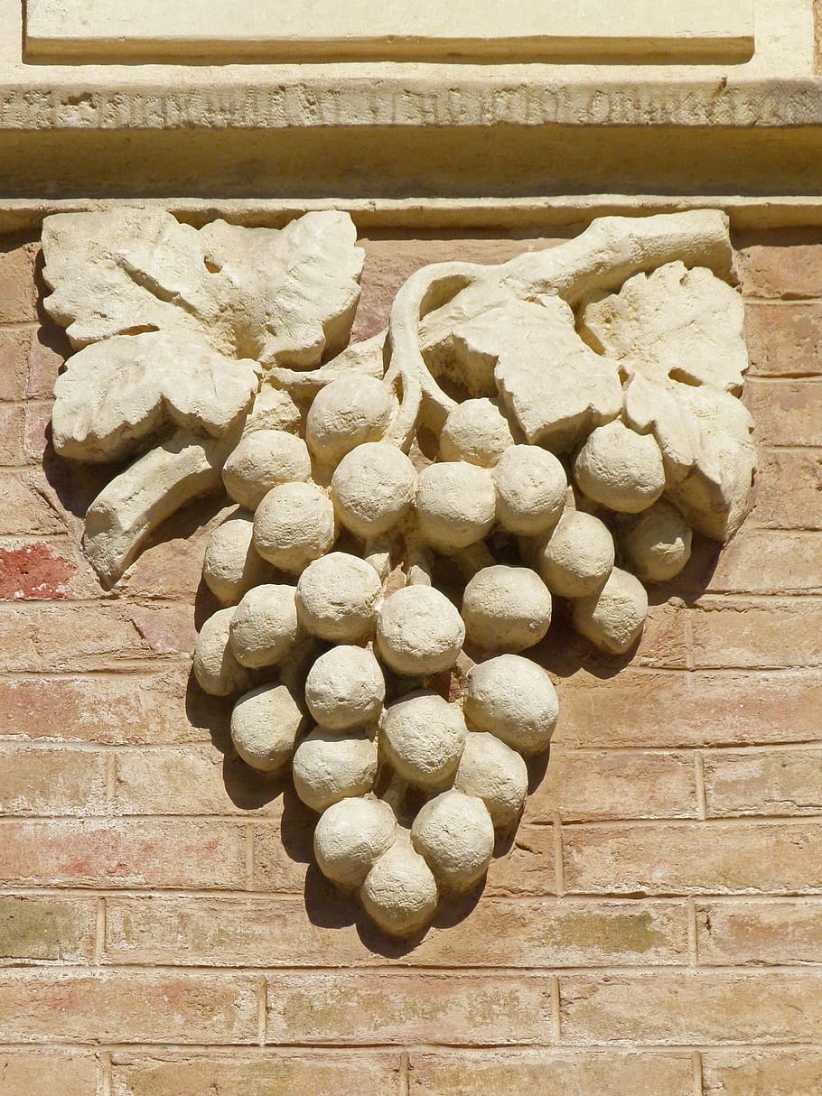 grapes, cluster, bas-relief, sculpture, carved stone, modernism HD wallpaper