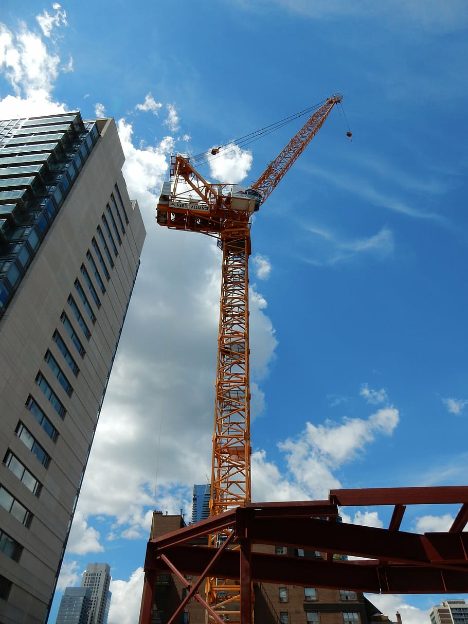 crane, construction, sky, architecture, structure, building HD wallpaper