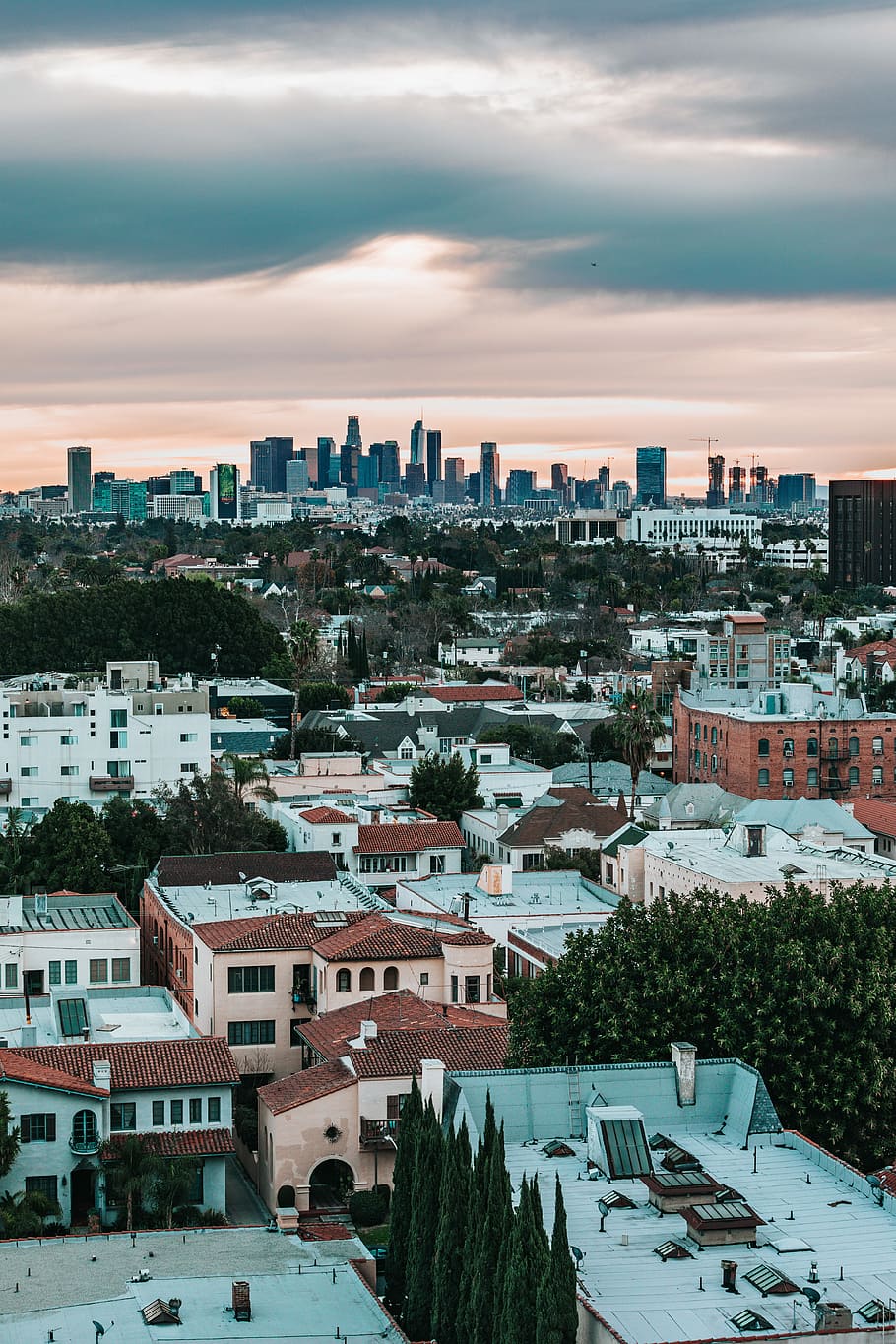 aerial photography of city buildings, birds eye view of town HD wallpaper