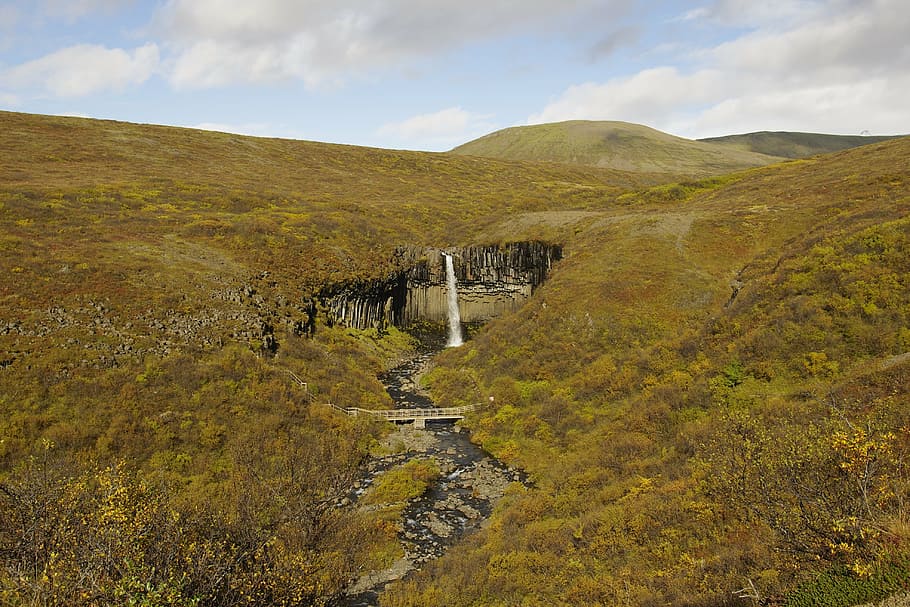 black fall, iceland, landscape, waterfall, svartifoss, icelandic HD wallpaper