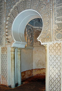 marrakech, morocco, door, palace, bahia, royal palace, sculptures HD wallpaper