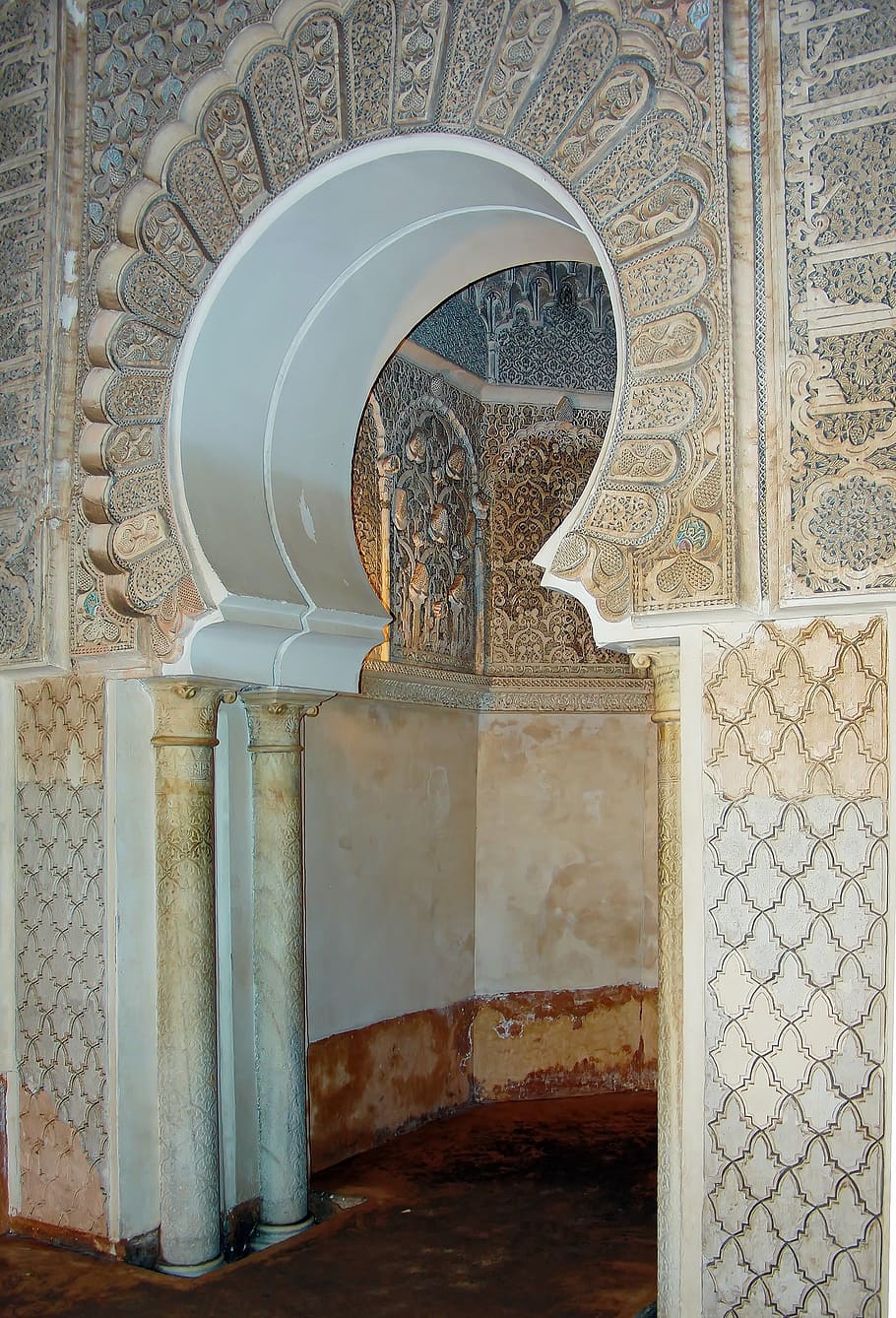 marrakech, morocco, door, palace, bahia, royal palace, sculptures HD wallpaper
