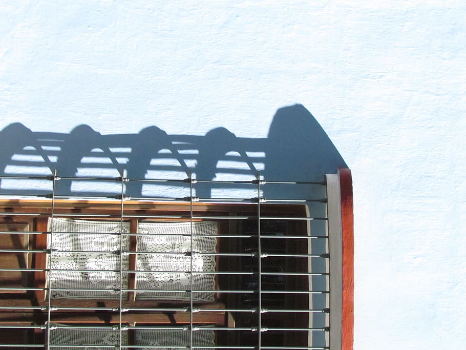 gray metal frame on white surface, gray metal frame window, wall HD wallpaper