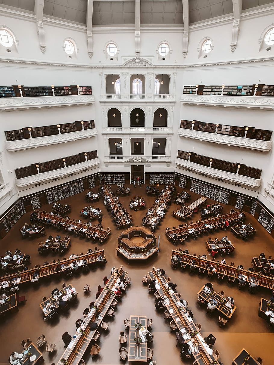 aerial photography of inside of library building, National Library, USA, HD wallpaper