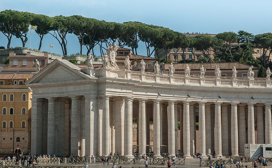 rome, john dory up, columns, statues, christianity, architecture HD wallpaper