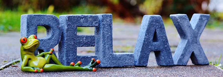 gray Relax free standing letters with green ceramic frog figurine HD wallpaper