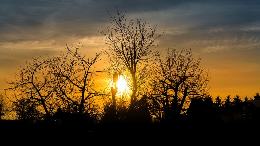 Sunset, Silhouette, abendstimmung, clouds, back light, enjoy HD wallpaper