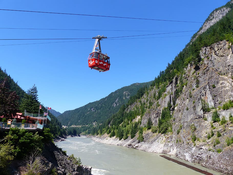 hells gate, air tram, river, fraser valley, mountain, tourism HD wallpaper