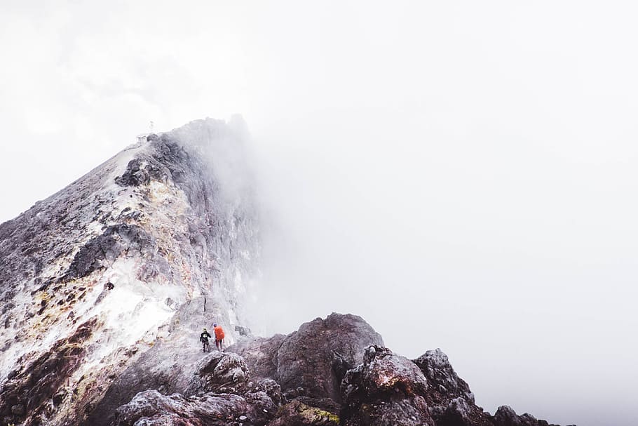 mountain, hill, hiking, climbing, people, men, mountaineers HD wallpaper